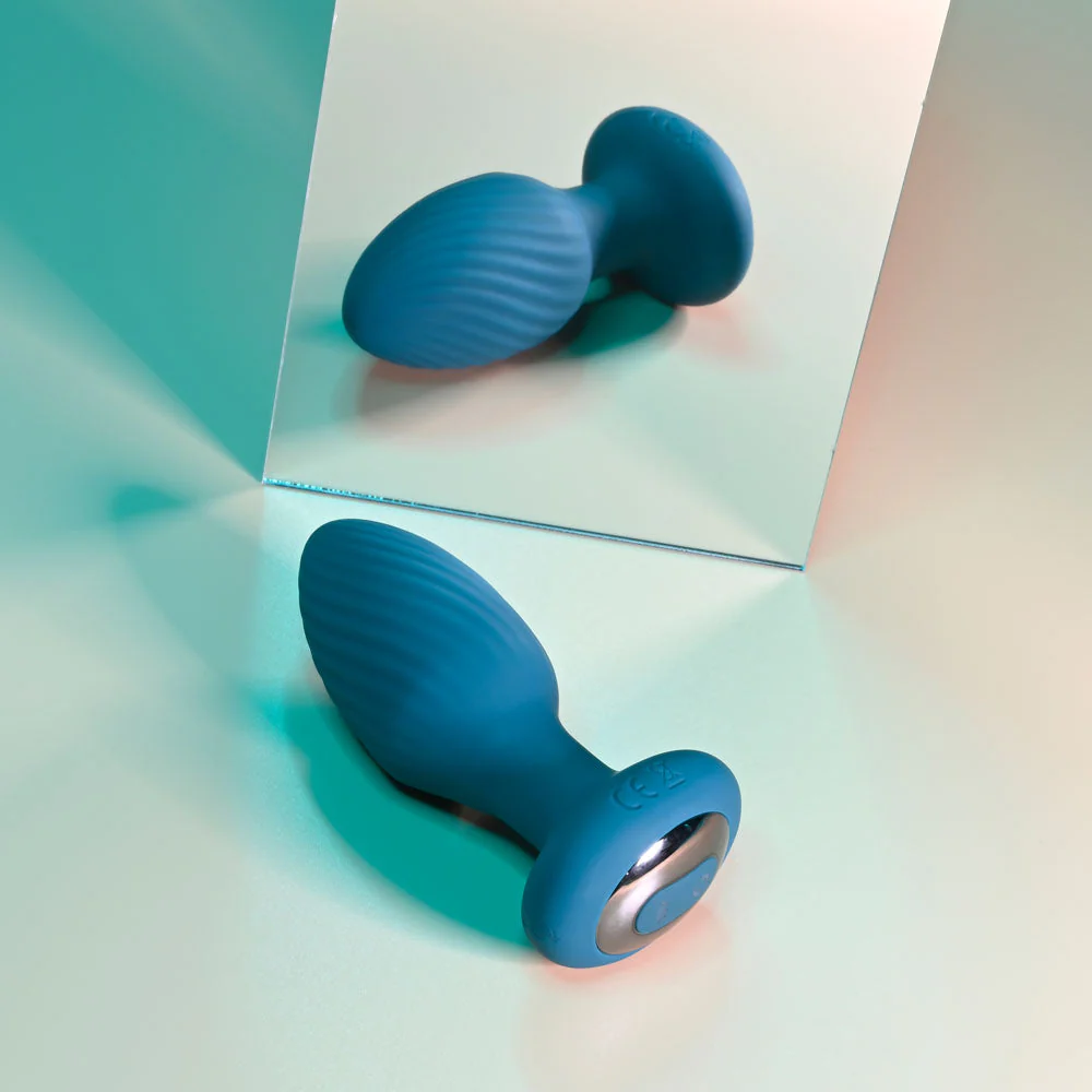 Playboy Pleasure SPINNING TAIL TEASER - Blue 9.7 cm USB Rechargeable Vibrating & Rotating Butt Plug with Wireless Remote - Image 4