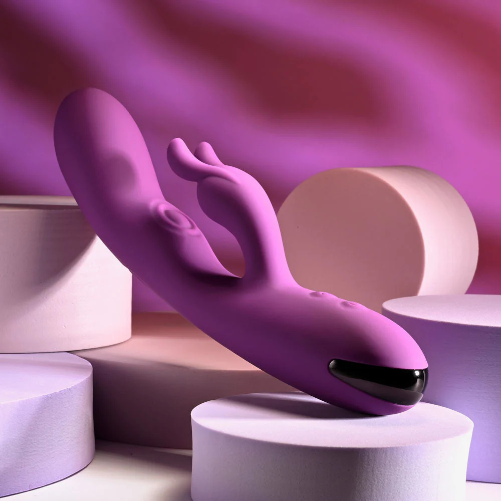 Playboy Pleasure BUSY BUNNY - Purple 22.6 cm USB Rechargeable Rabbit Vibrator with Tapping Shaft - Image 3