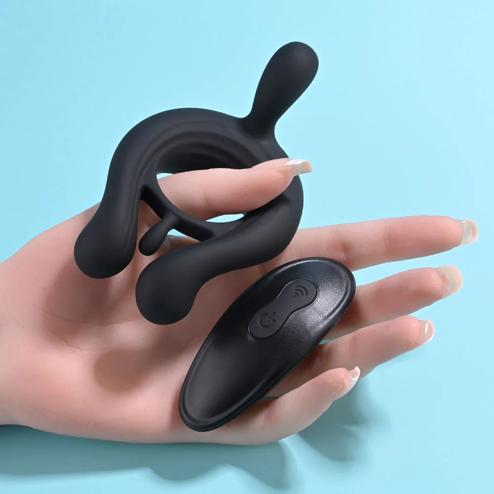Playboy Pleasure TRIPLE PLAY - Black USB Rechargeable Cock Ring with Wireless Remote - Image 5