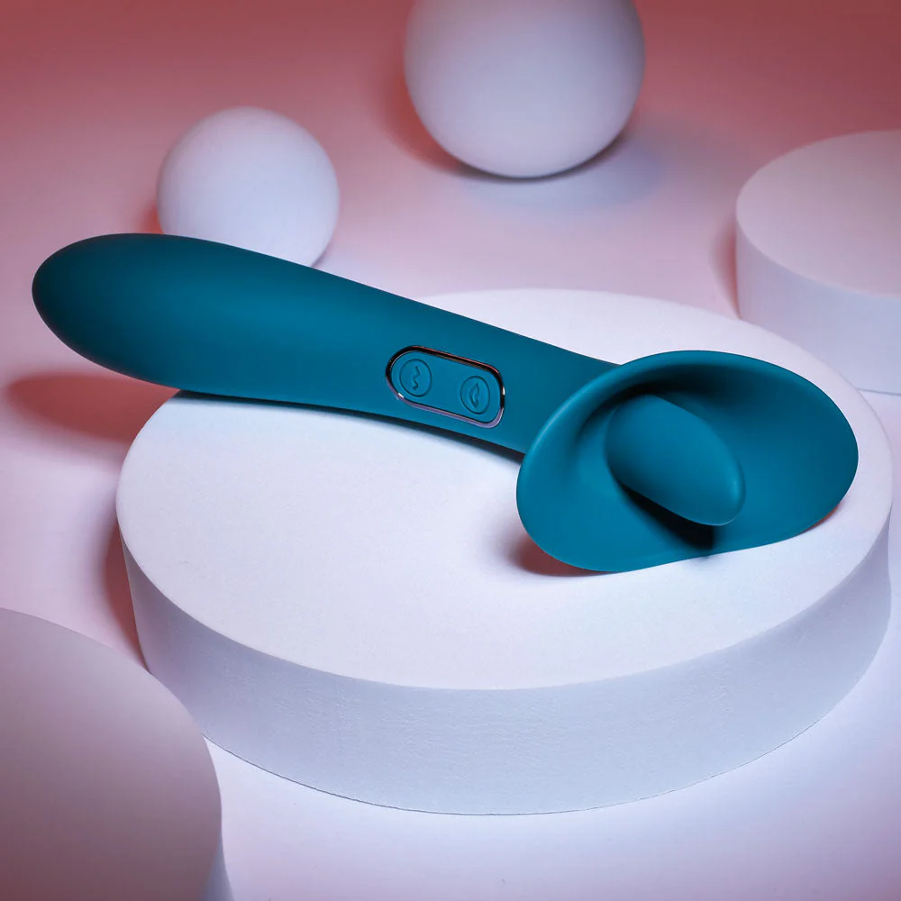 Playboy Pleasure TRUE INDULGENCE - Teal 21.3 cm USB Rechargeable Vibrator with Flicking Tip - Image 3