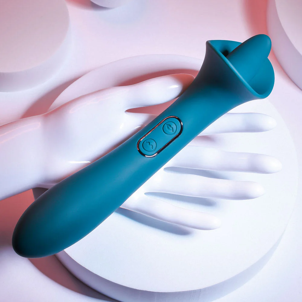 Playboy Pleasure TRUE INDULGENCE - Teal 21.3 cm USB Rechargeable Vibrator with Flicking Tip - Image 6