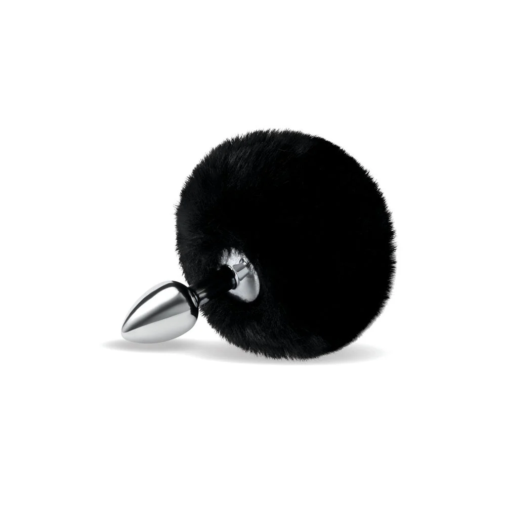 WhipSmart Furry Tales Black Bunny Tail - Metal 6.3 cm Butt Plug with Black Bunny Tail - Image 3